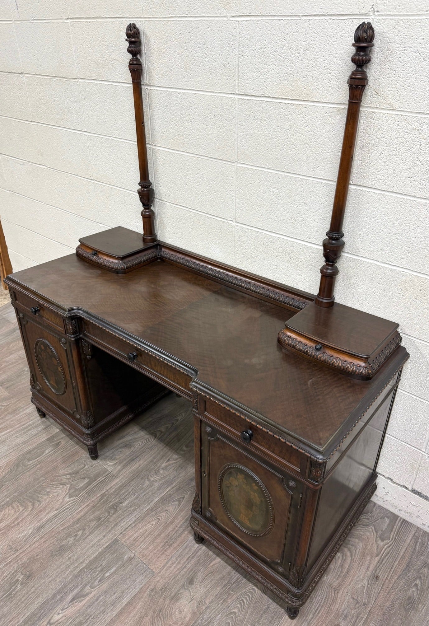 Antique Berkey & Gay Mahogany Vanity or Kneehole Desk
