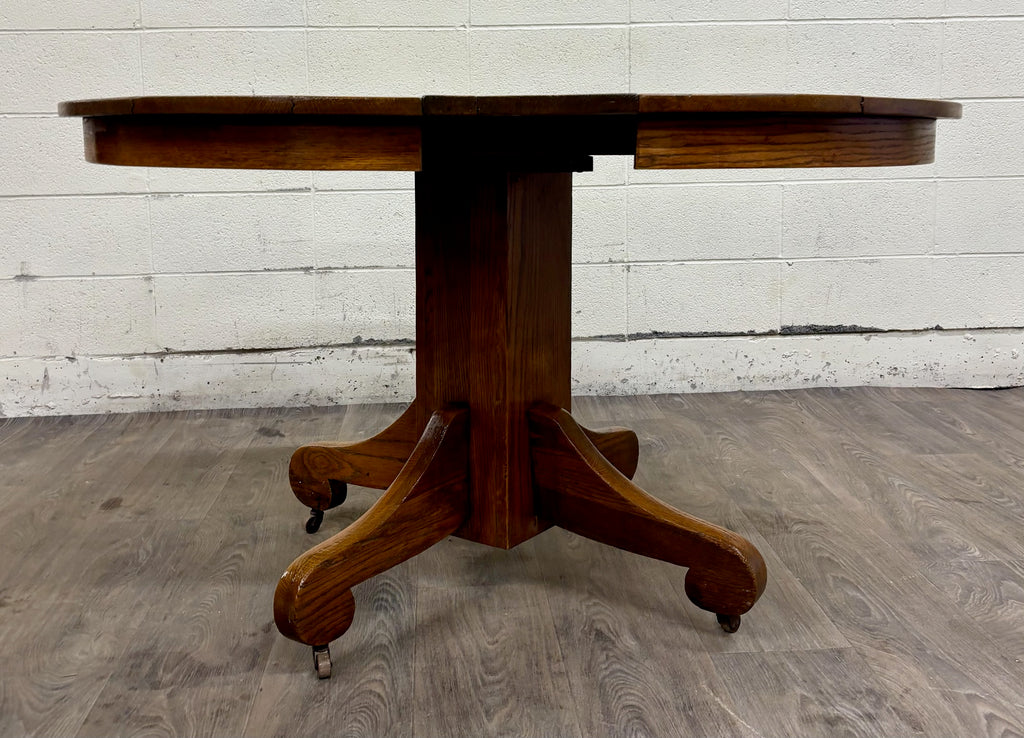 Antique American Empire Style Scroll Foot Pedestal Dining Table Breakfast Table