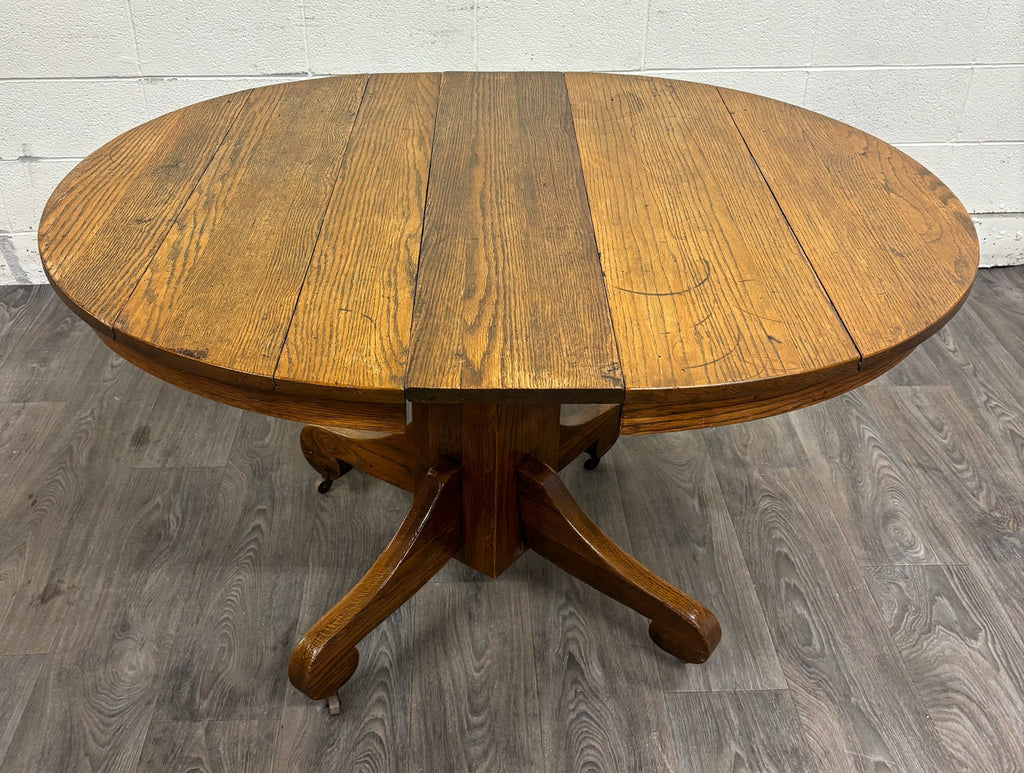Antique American Empire Style Scroll Foot Pedestal Dining Table Breakfast Table