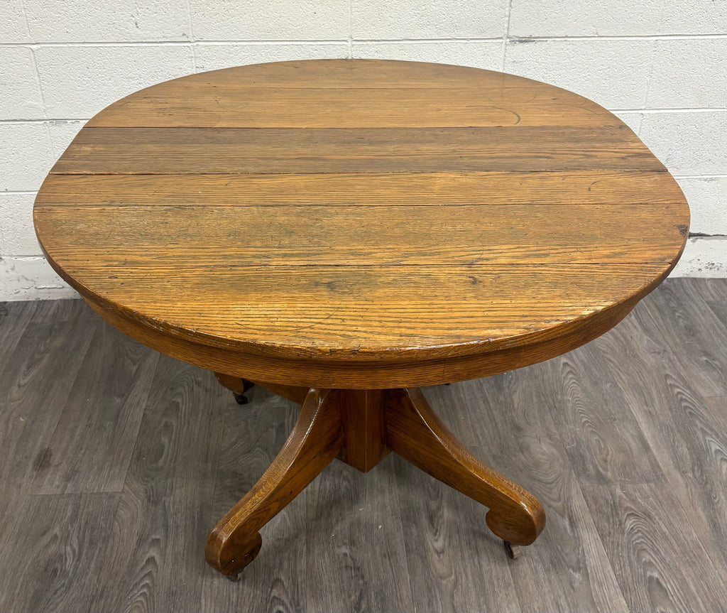 Antique American Empire Style Scroll Foot Pedestal Dining Table Breakfast Table