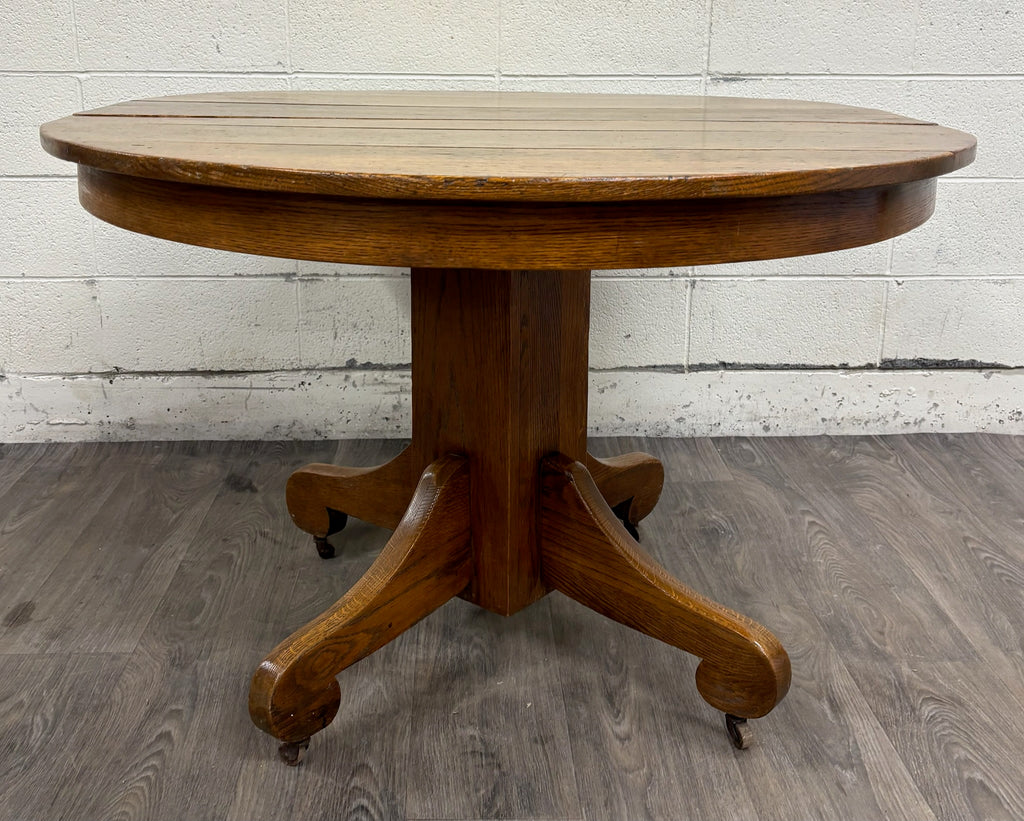 Antique American Empire Style Scroll Foot Pedestal Dining Table Breakfast Table