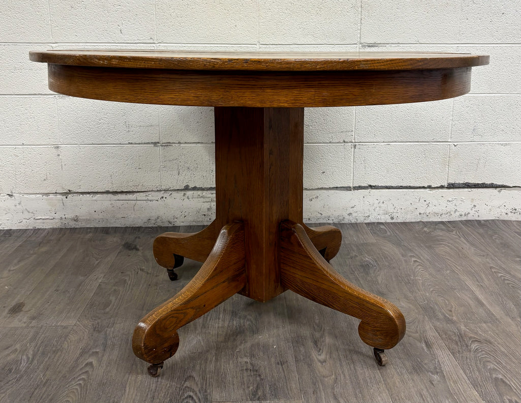 Antique American Empire Style Scroll Foot Pedestal Dining Table Breakfast Table