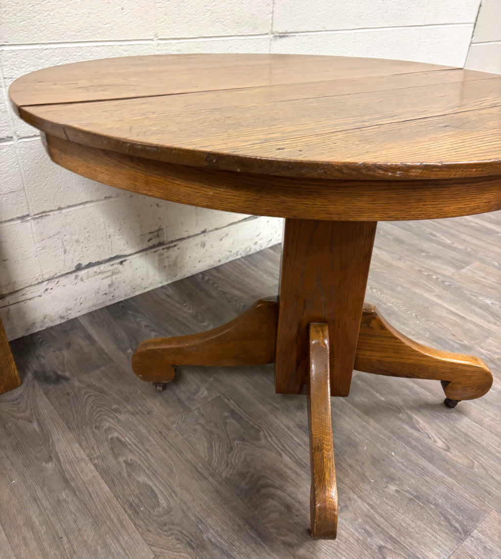 Antique American Empire Style Scroll Foot Pedestal Dining Table Breakfast Table