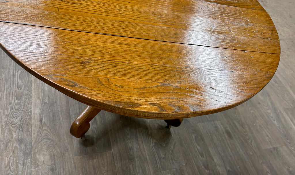 Antique American Empire Style Scroll Foot Pedestal Dining Table Breakfast Table