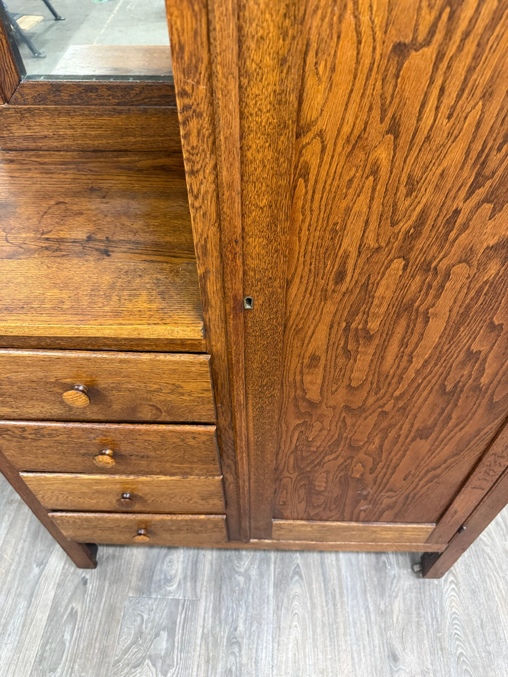 Antique Arts & Crafts Mission Quarter Sawn White Oak Gentleman’s Chiffonier