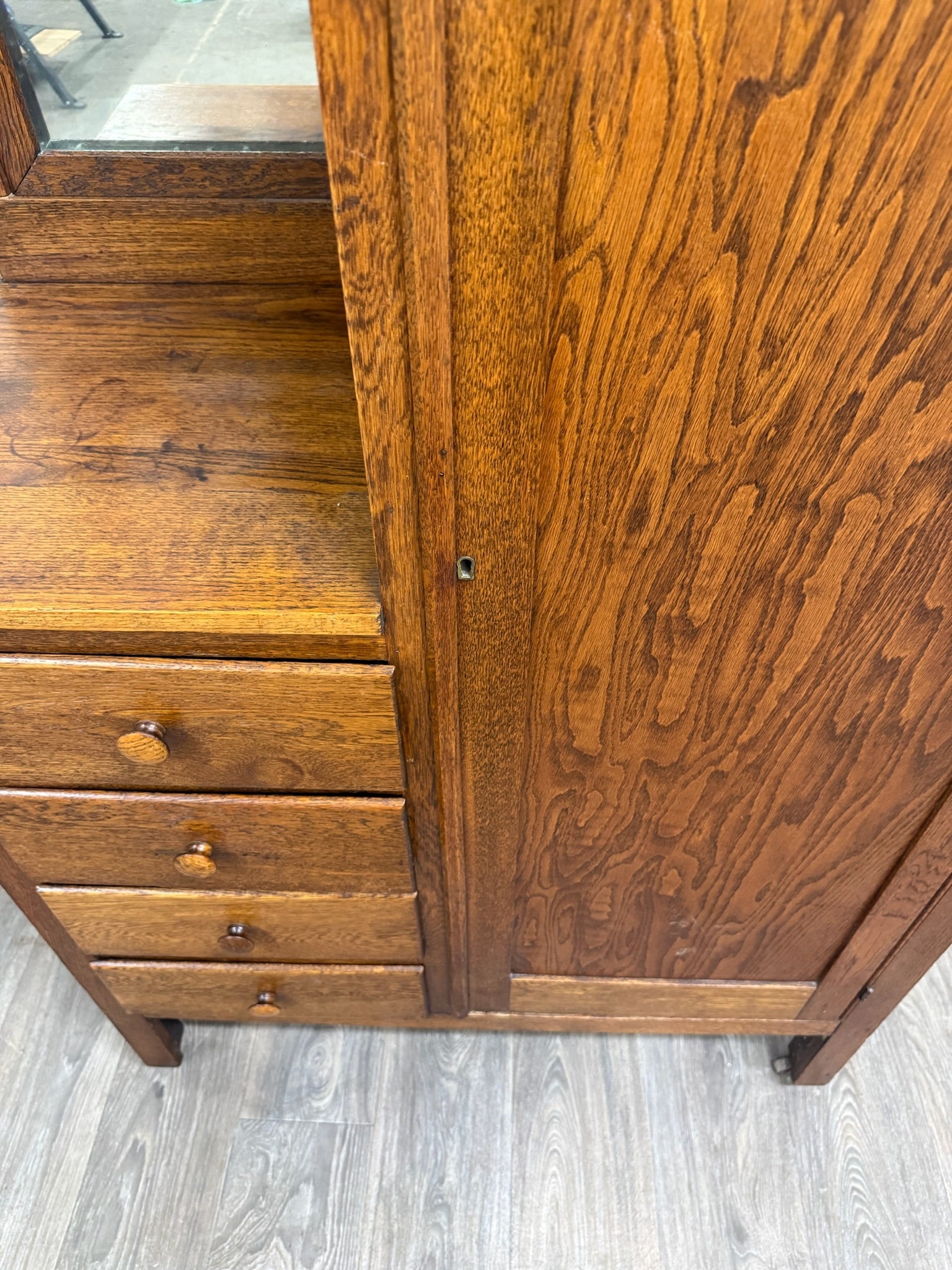 Antique Arts & Crafts Mission Quarter Sawn White Oak Gentleman’s Chiffonier