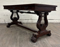 Vintage Empire Style Lyre Side Leather Top Writing Executive Library Desk