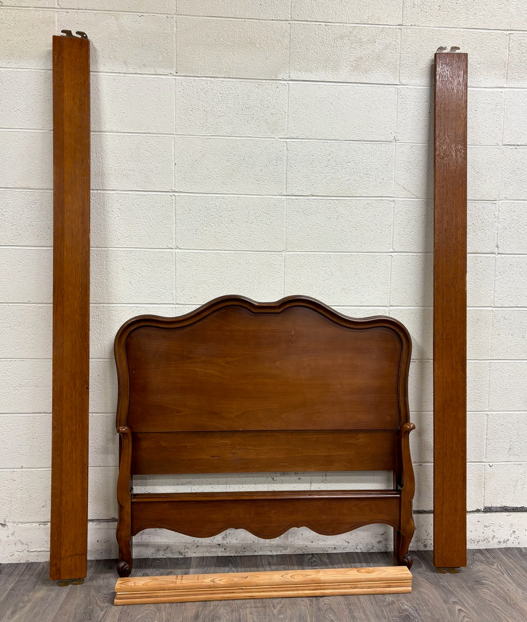 Vintage Twin Size French Provincial Country French Style Walnut Bedframe