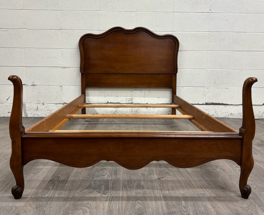 Vintage Twin Size French Provincial Country French Style Walnut Bedframe