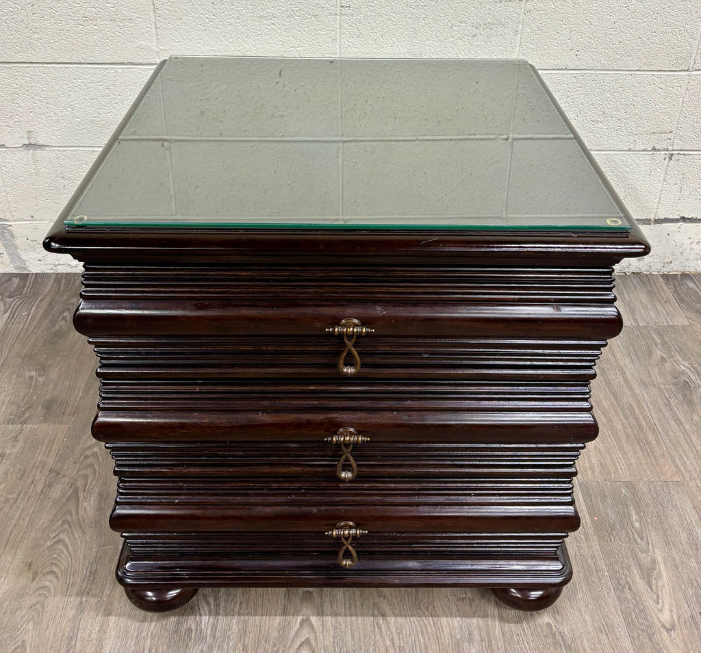 Vintage Tommy Bahama Royal Kaha Black Sands Mahogany Lamp Table Chest Nightstand