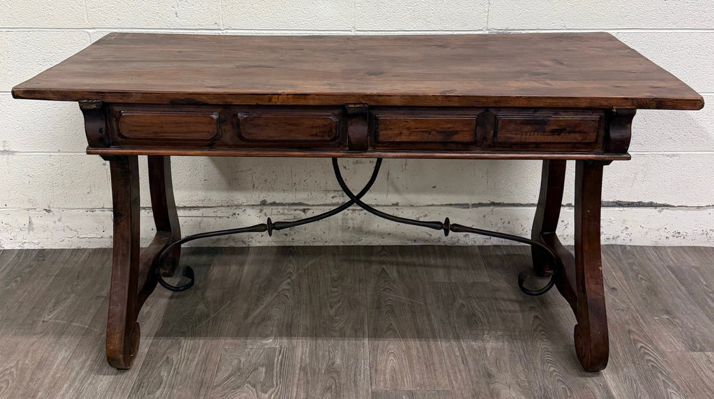 Vintage Spanish Colonial Style Writing Desk Library Table