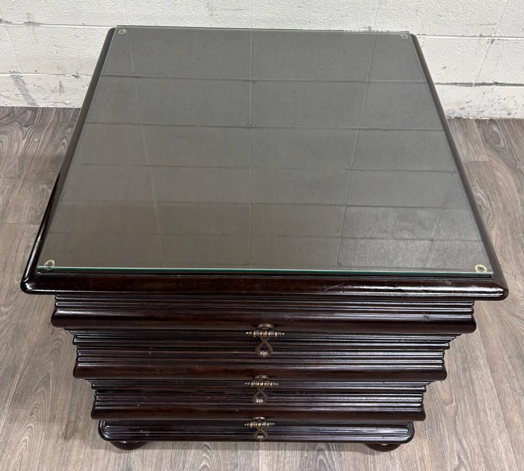 Vintage Tommy Bahama Royal Kaha Black Sands Mahogany Lamp Table Chest Nightstand