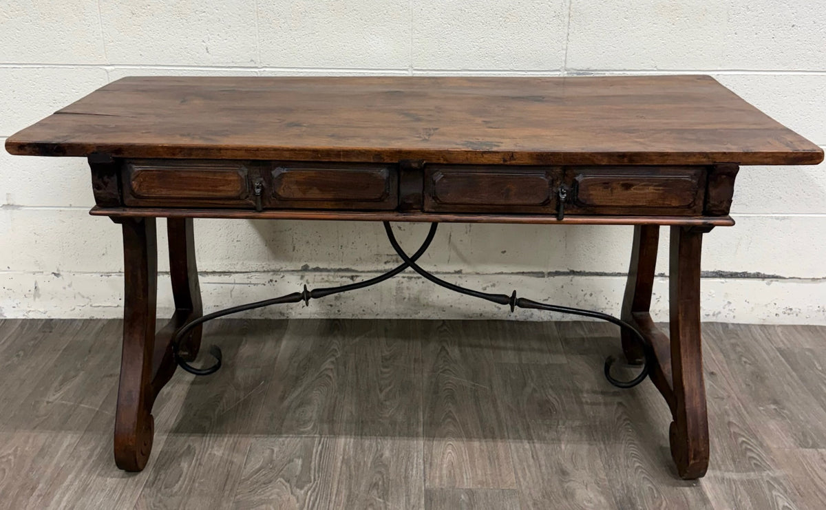 Vintage Spanish Colonial Style Writing Desk Library Table