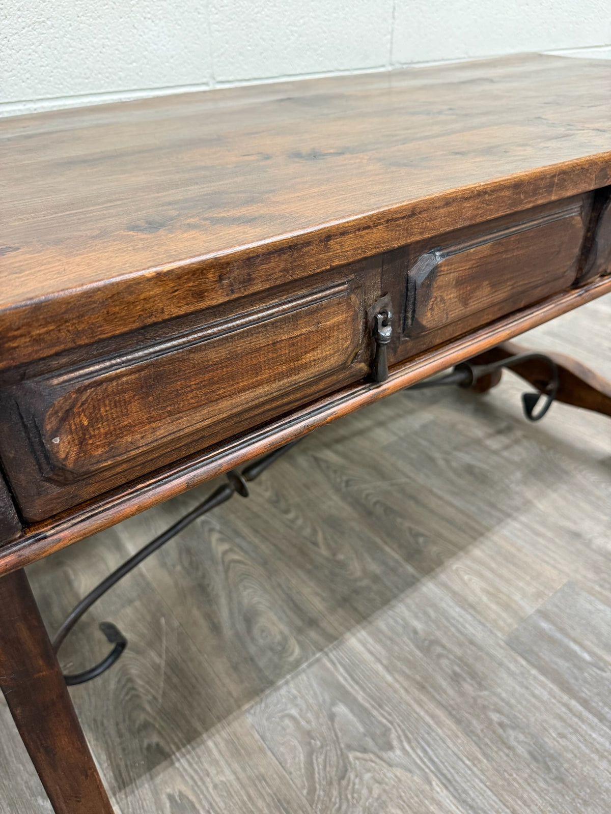 Vintage Spanish Colonial Style Writing Desk Library Table