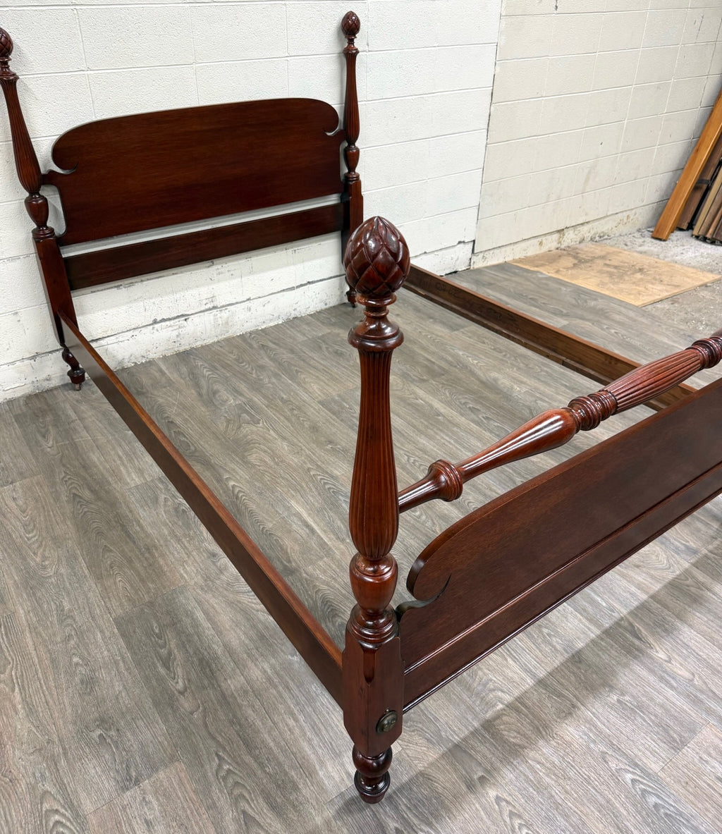 Vintage Full Size Duncan Phyfe Style Mahogany Bed