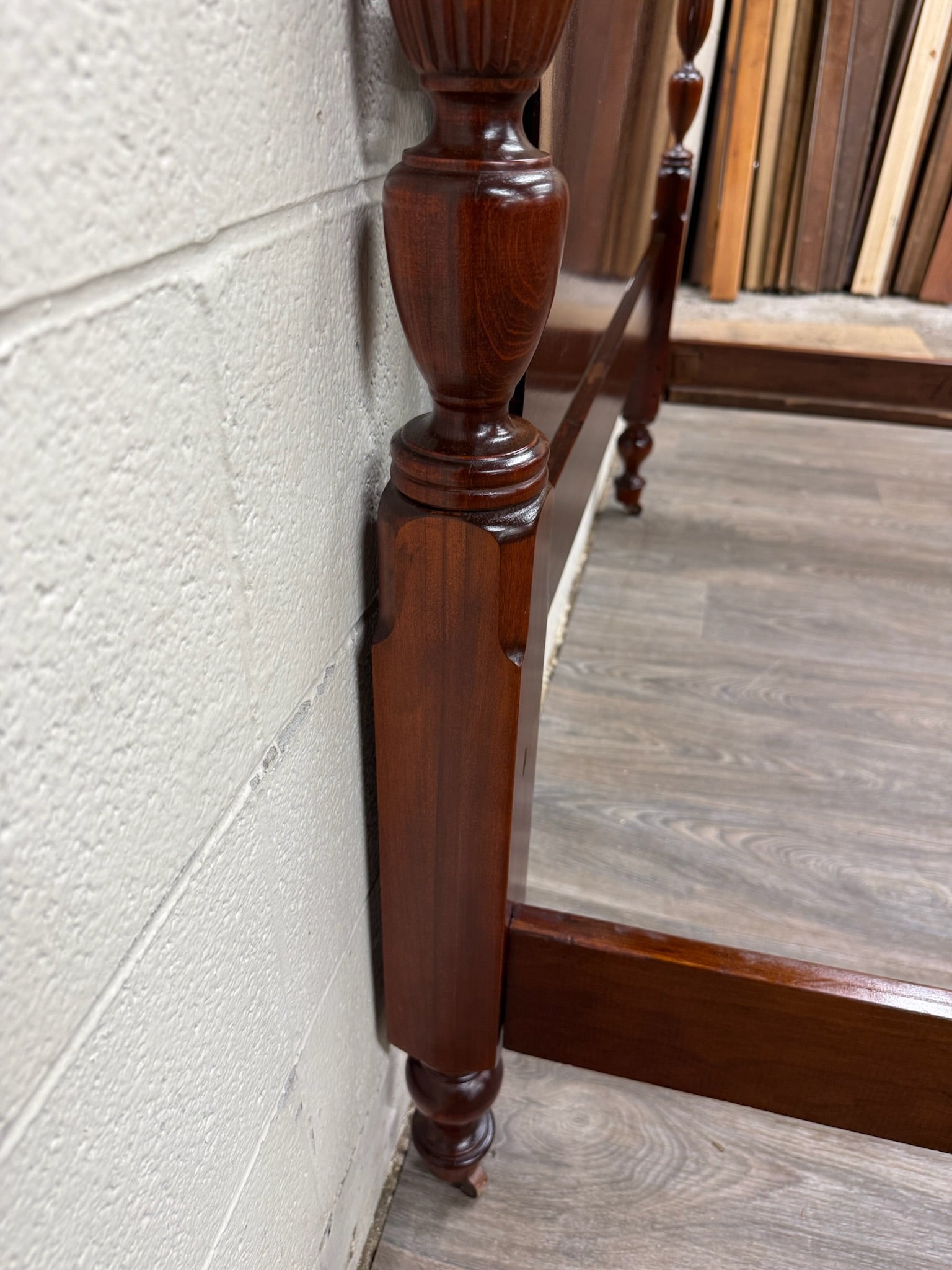 Vintage Full Size Duncan Phyfe Style Mahogany Bed