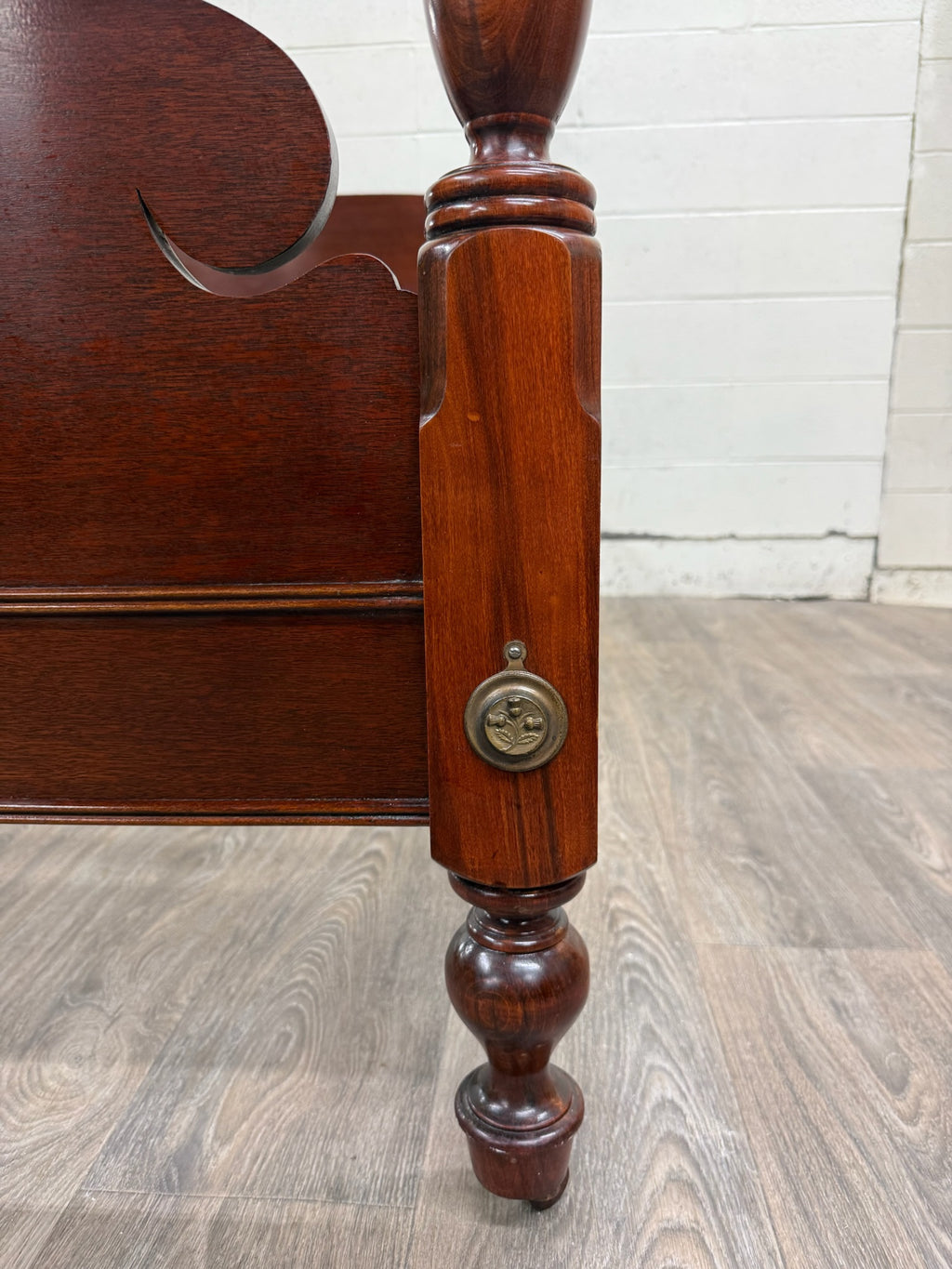 Vintage Full Size Duncan Phyfe Style Mahogany Bed