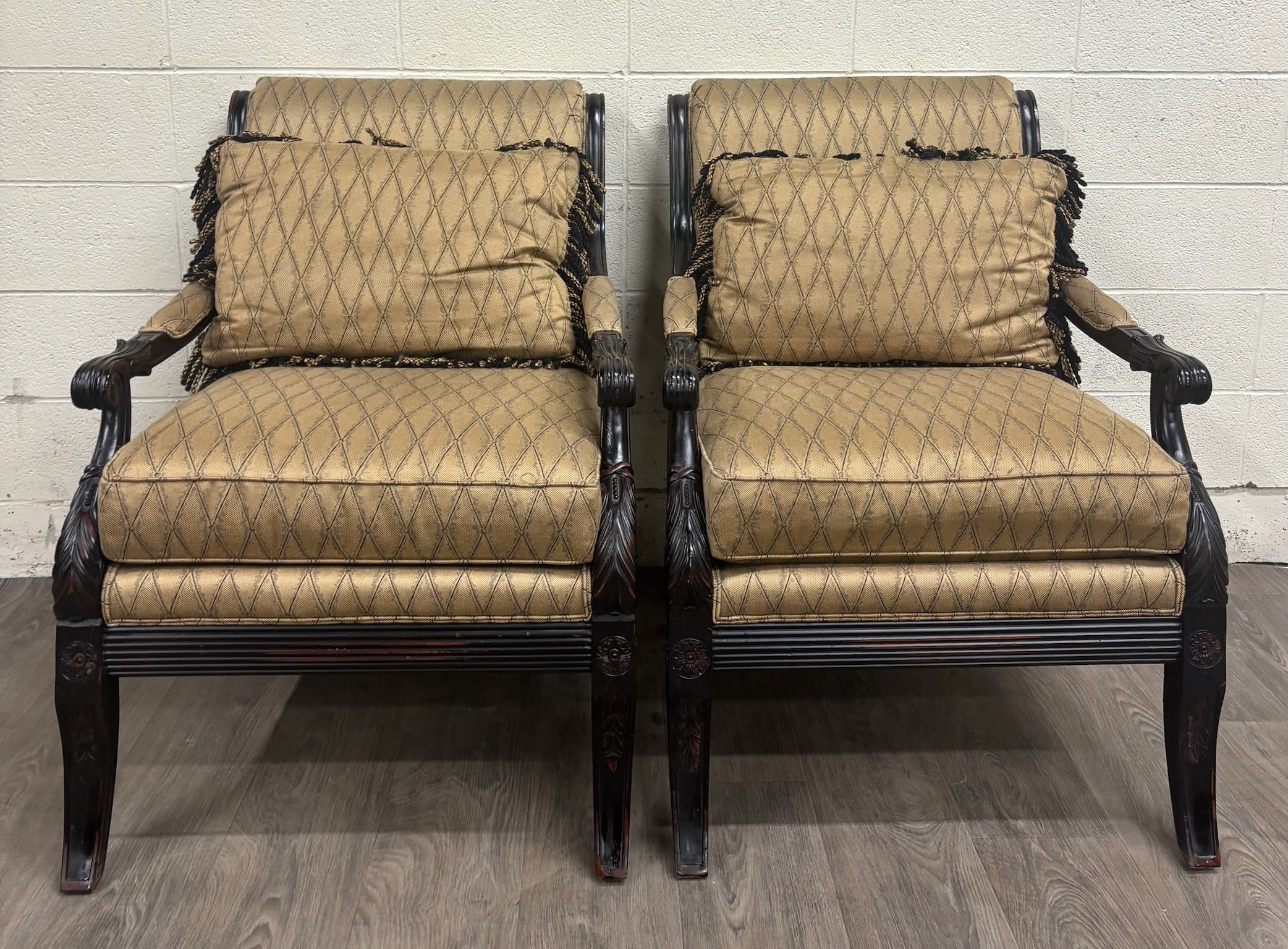 Vintage C.R. Laine French Louis XVI Style Designer Accent Chairs - Pair