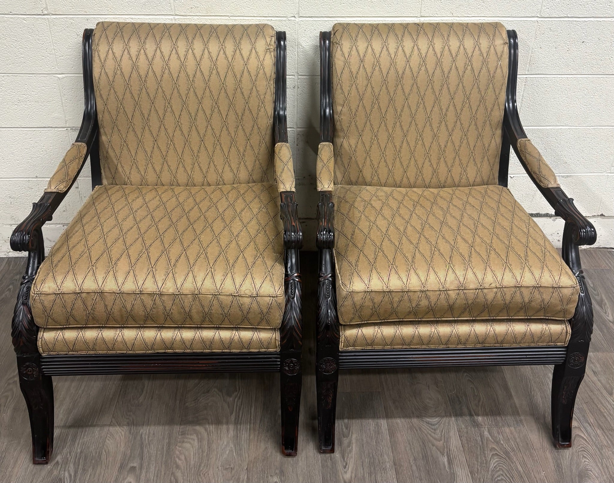 Vintage C.R. Laine French Louis XVI Style Designer Accent Chairs - Pair