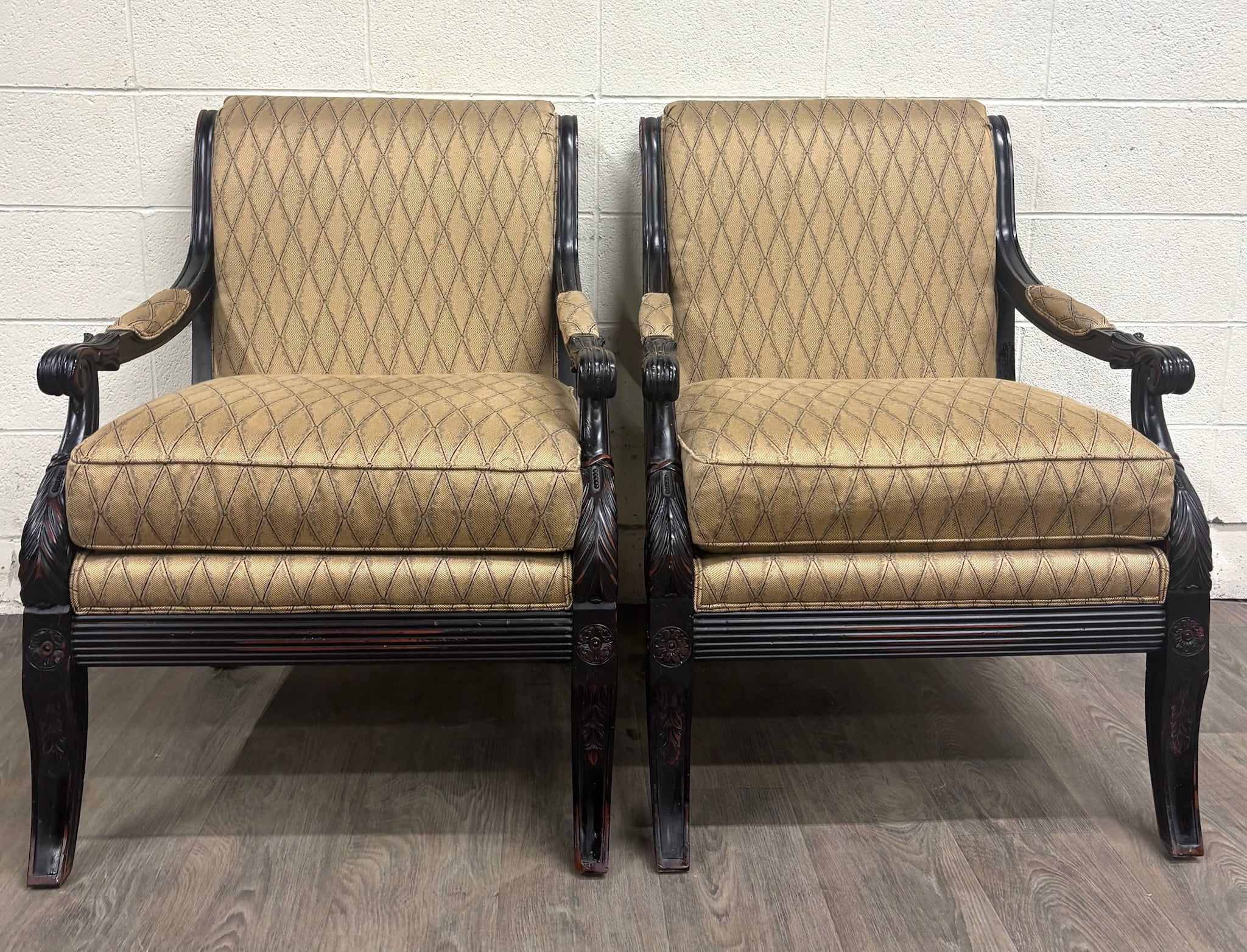 Vintage C.R. Laine French Louis XVI Style Designer Accent Chairs - Pair