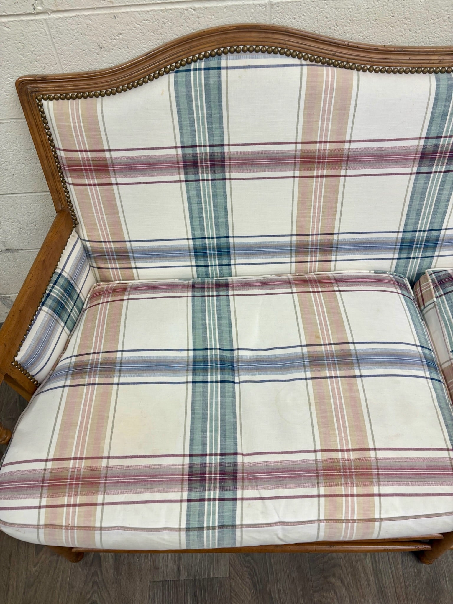 Vintage Isenhour Furniture MCM Ficks Reed Style Rattan Camelback Sofa