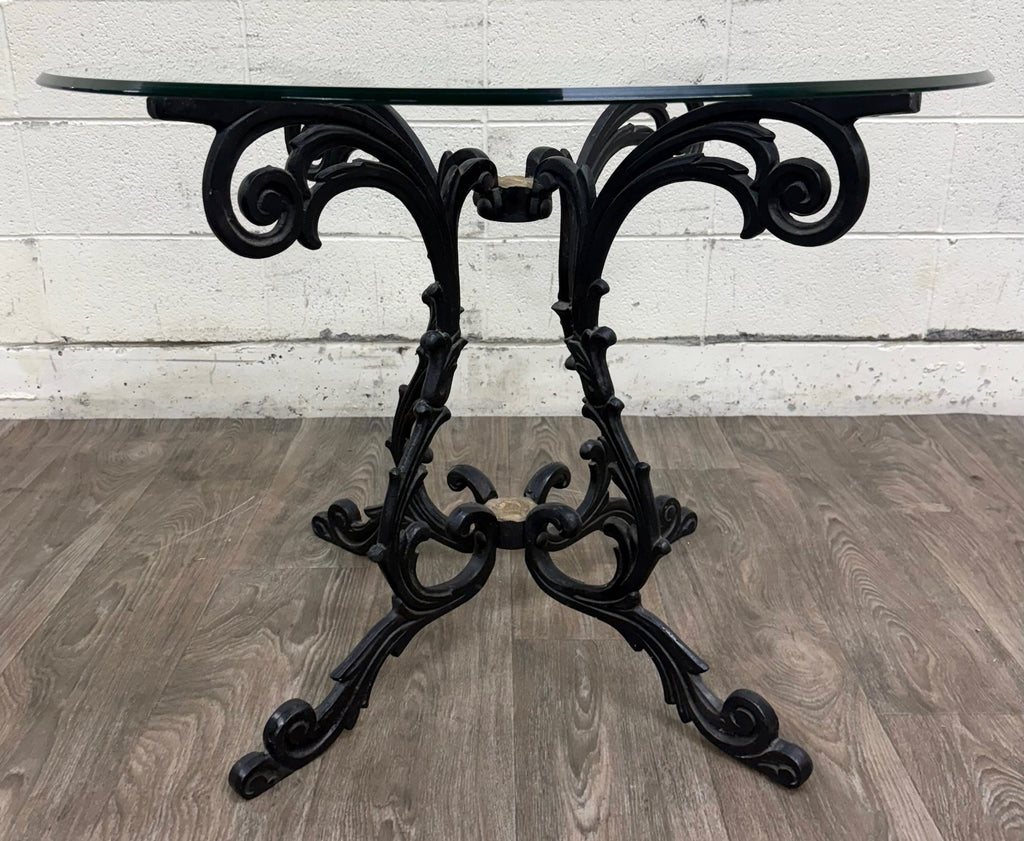 Vintage Hollywood Regency Style Wrought Iron and Glass Center Breakfast Table