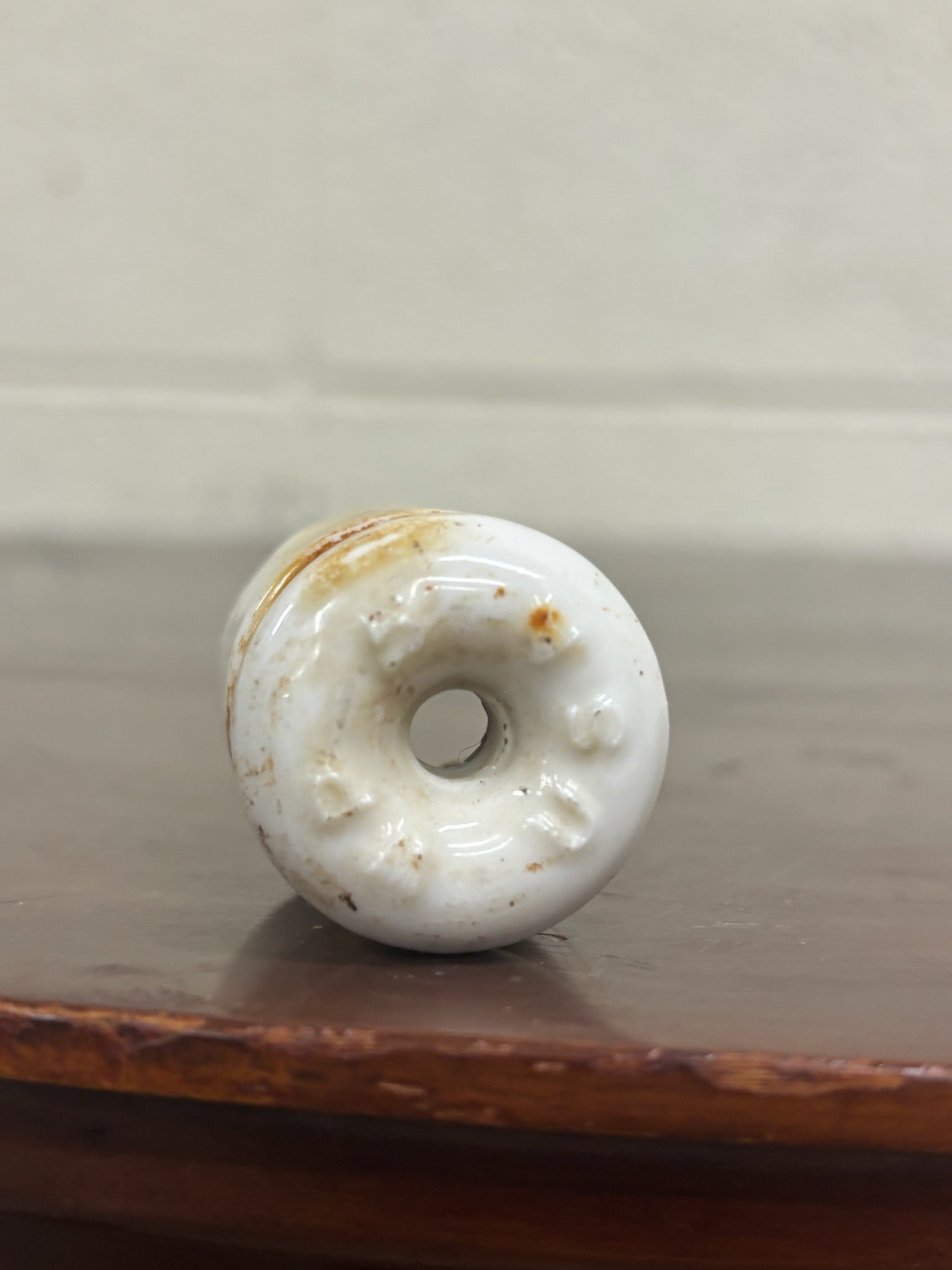Antique Small White Ceramic Electrical Wire Insulator