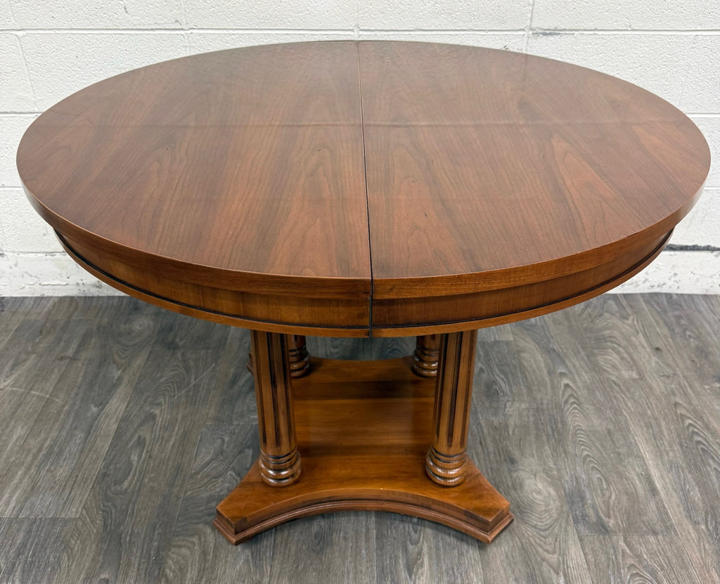 Vintage Neoclassical Regency Revival Walnut Pedestal Dining Table