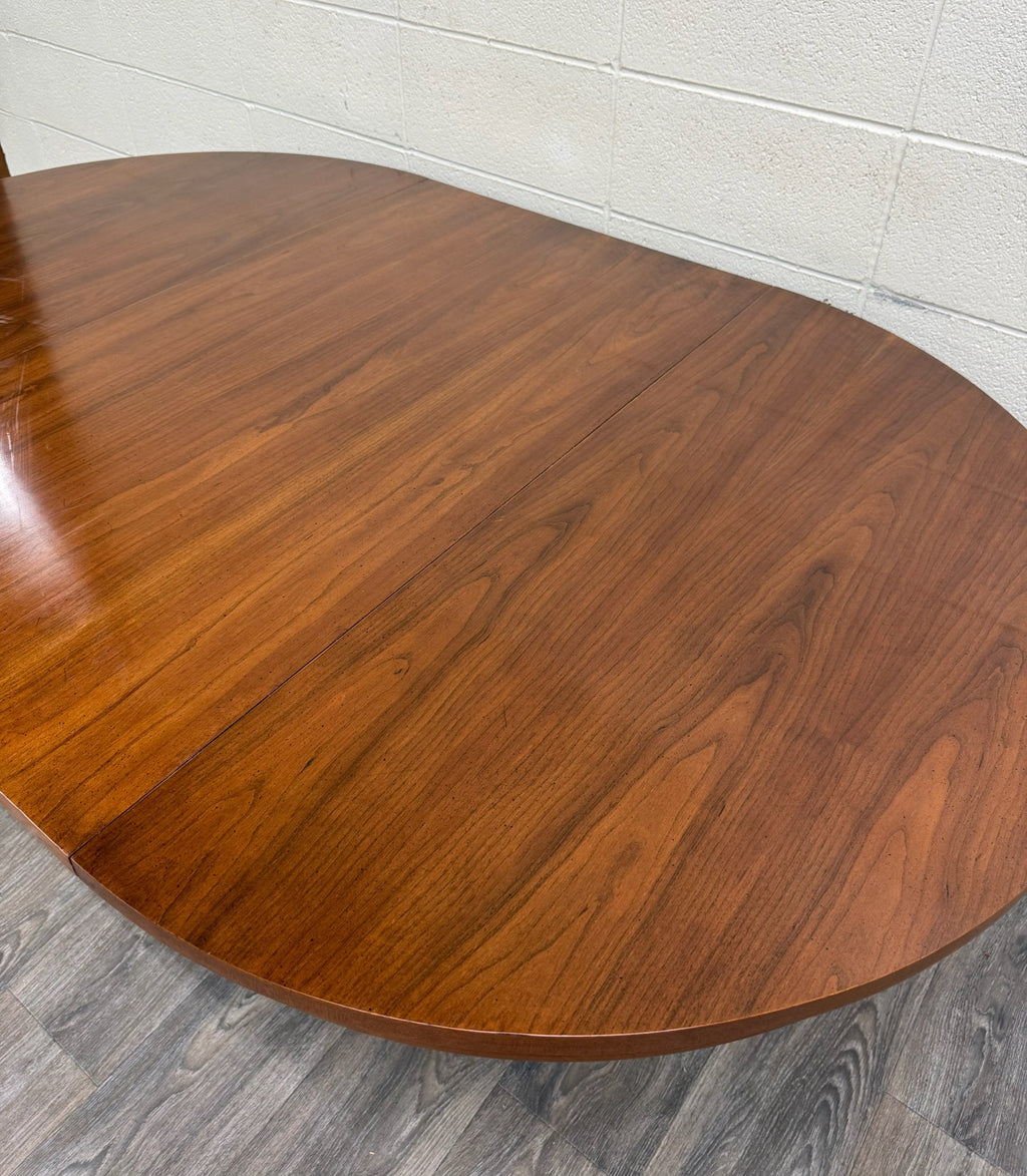 Vintage Neoclassical Regency Revival Walnut Pedestal Dining Table