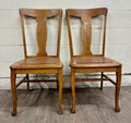 Antique Mission Arts and Crafts Tiger Oak Dining Chairs - Pair