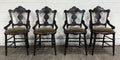 Antique Victorian Eastlake Style Walnut Dining Arm Chairs - Set of 4