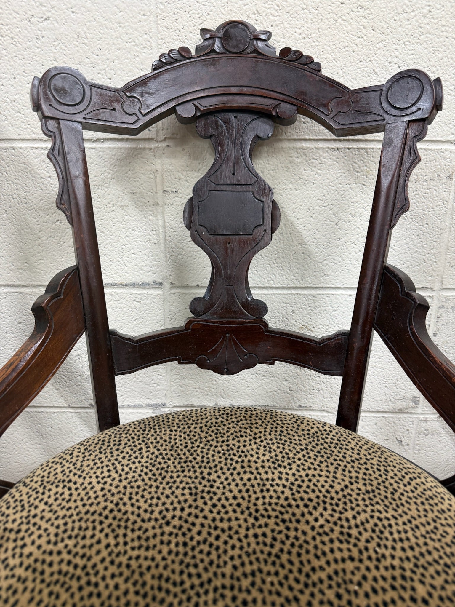 Antique Victorian Eastlake Style Walnut Dining Arm Chairs - Set of 4