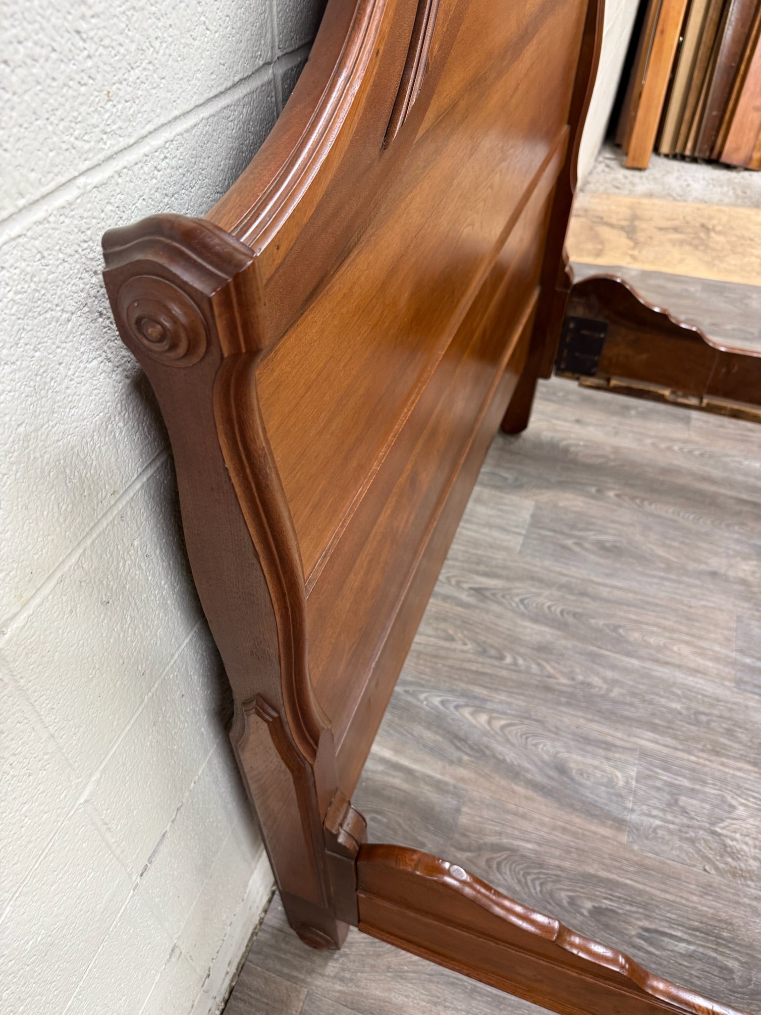 Antique Full Size Late Victorian Carved Walnut Bed