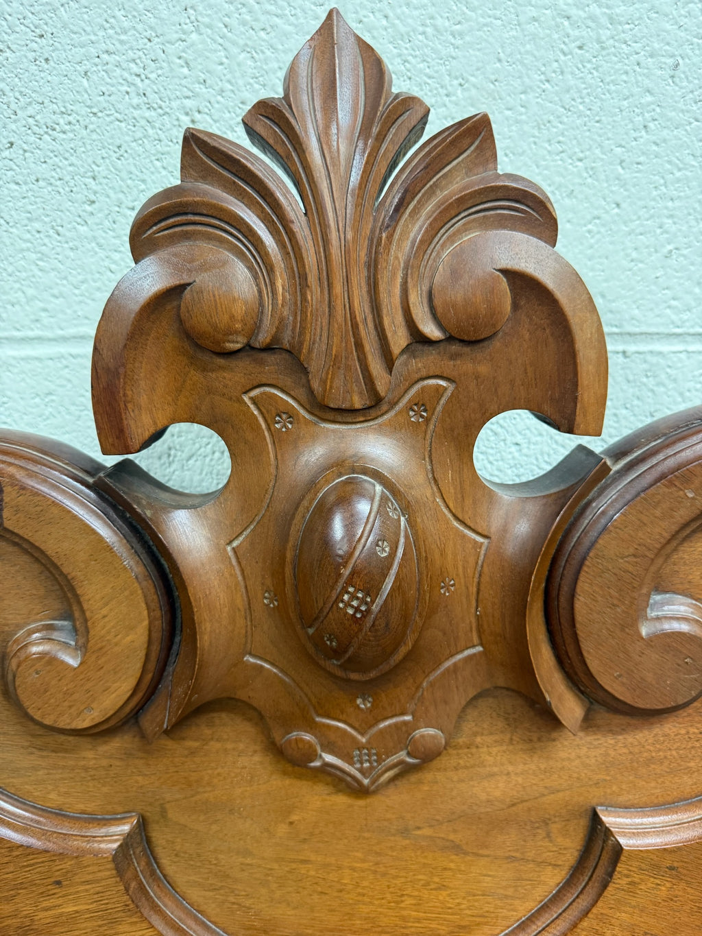 Antique Full Size Late Victorian Carved Walnut Bed
