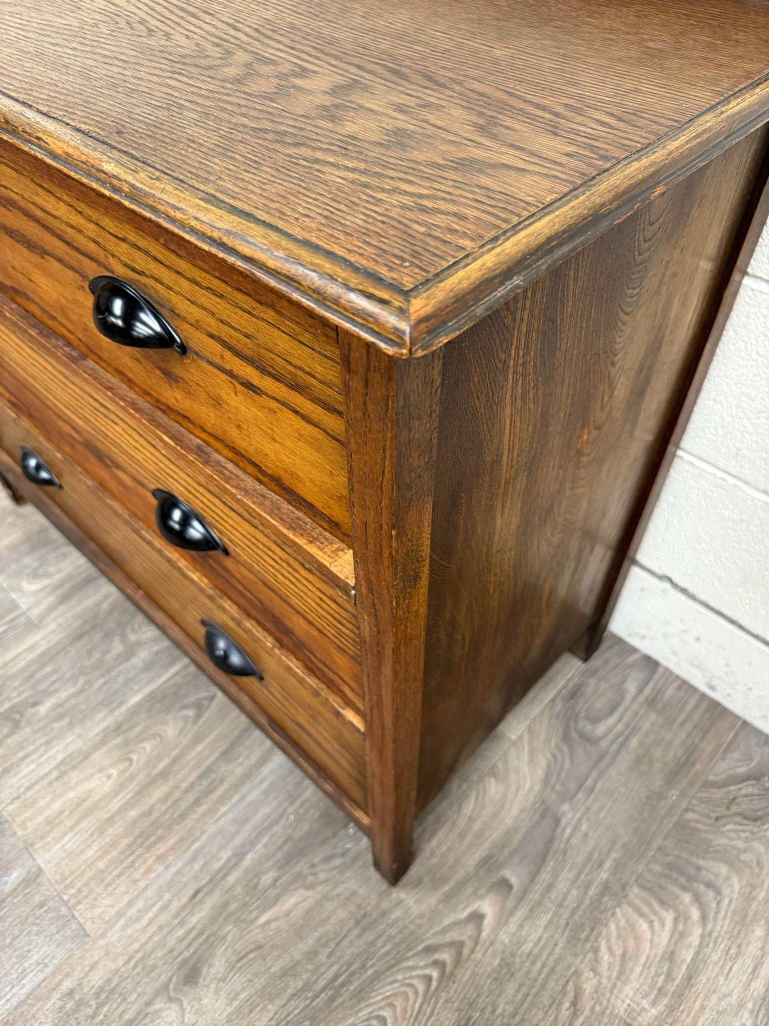 Antique Arts and Crafts Mission Style Oak Dresser Chest of Drawers