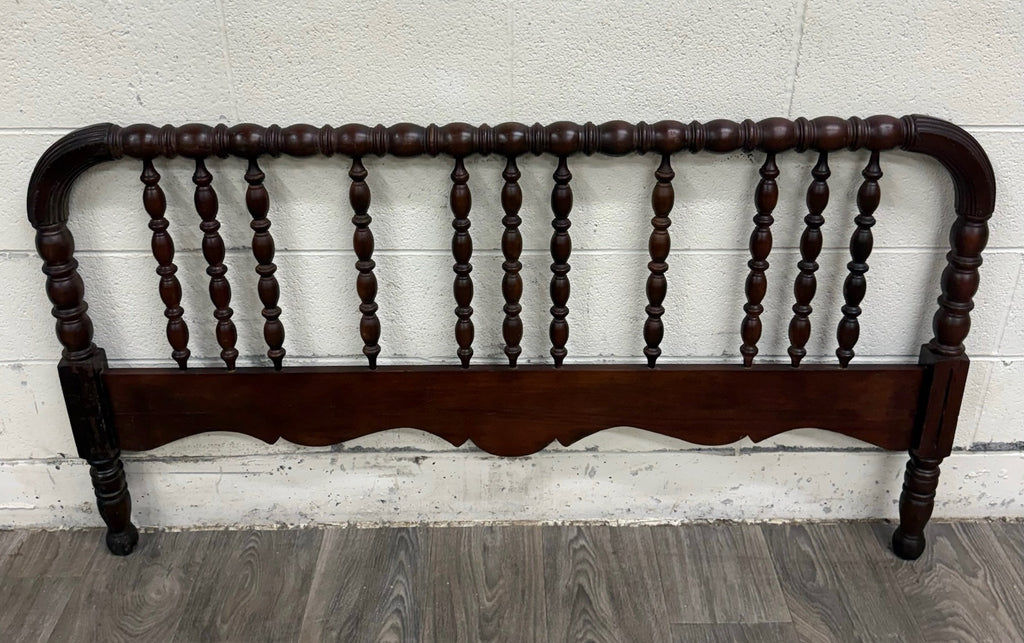 Antique Full Size Jenny Lind Style Headboard with Bobbin Turned Top Rail