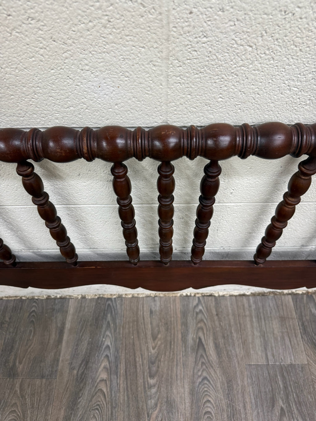 Antique Full Size Jenny Lind Style Headboard with Bobbin Turned Top Rail