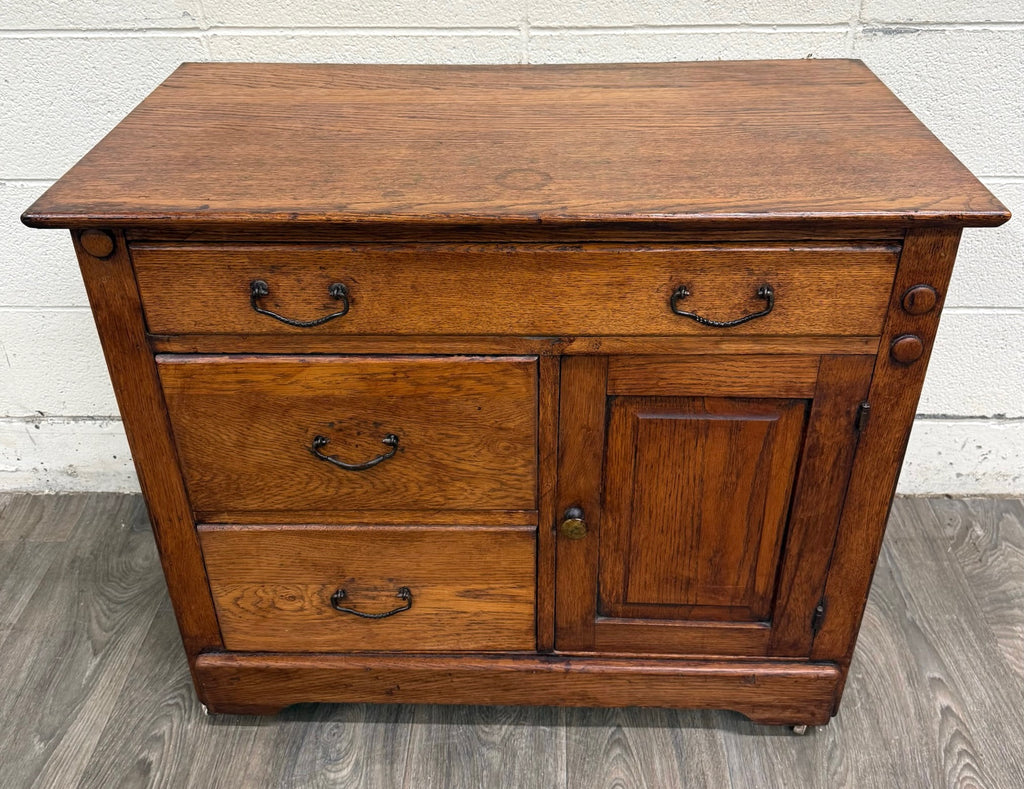 Antique Arts & Crafts Oak Washstand with Castors
