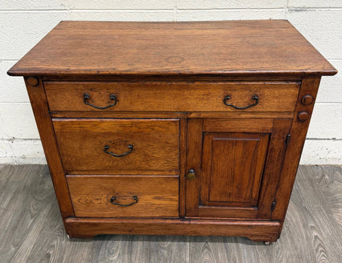 Antique Arts & Crafts Oak Washstand with Castors