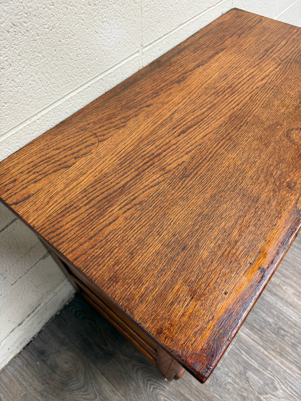 Antique Arts & Crafts Oak Washstand with Castors