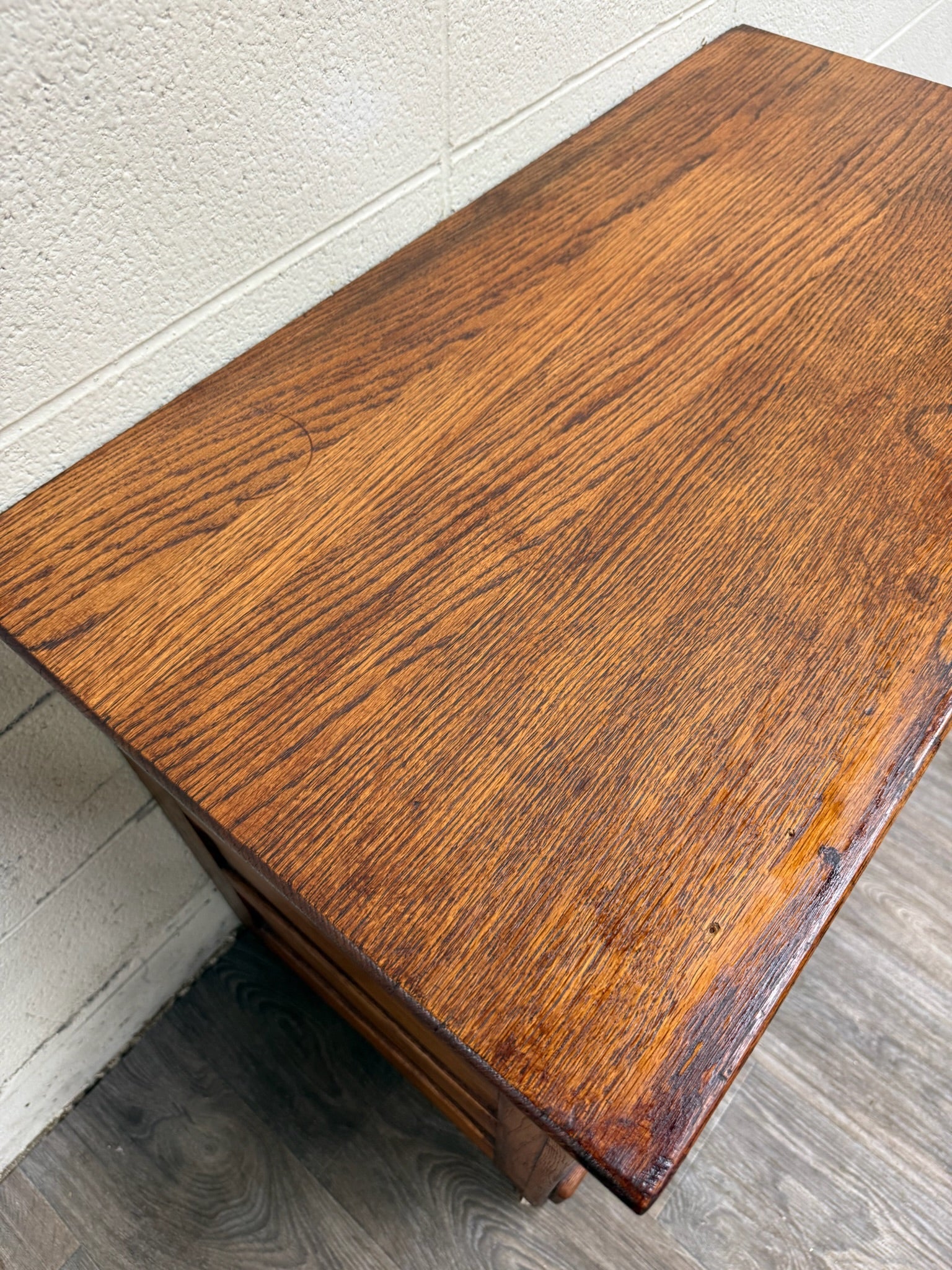 Antique Arts & Crafts Oak Washstand with Castors