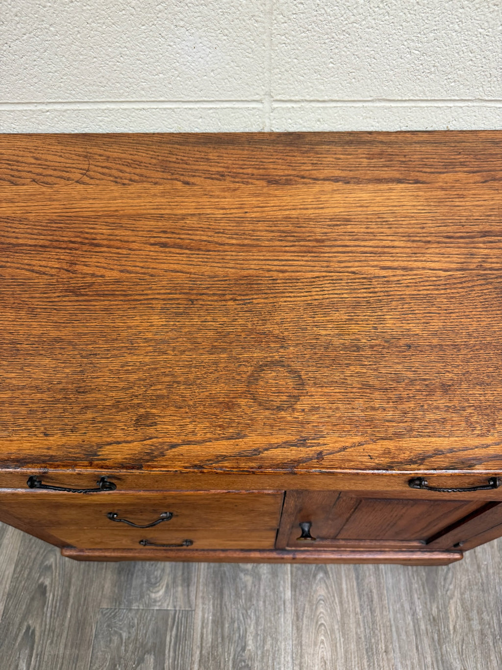 Antique Arts & Crafts Oak Washstand with Castors