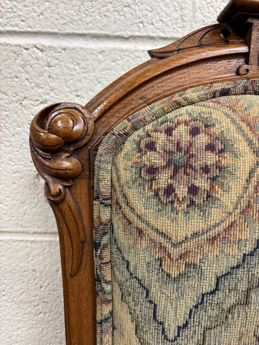 Antique Victorian Oak and Tapestry Dining Chairs - Set of 6