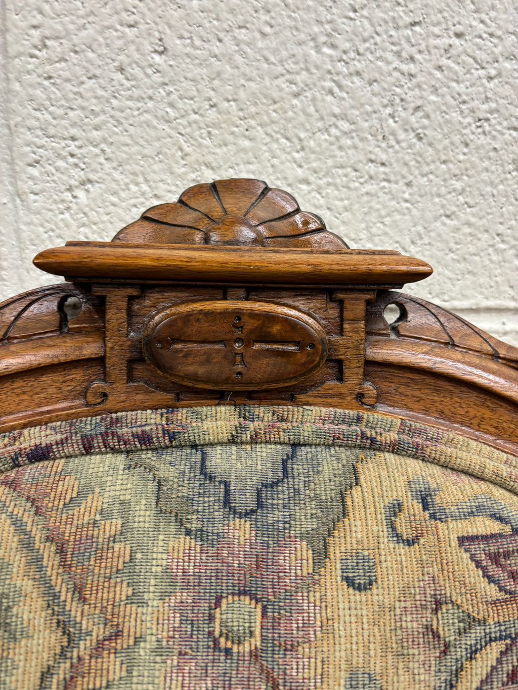 Antique Victorian Oak and Tapestry Dining Chairs - Set of 6