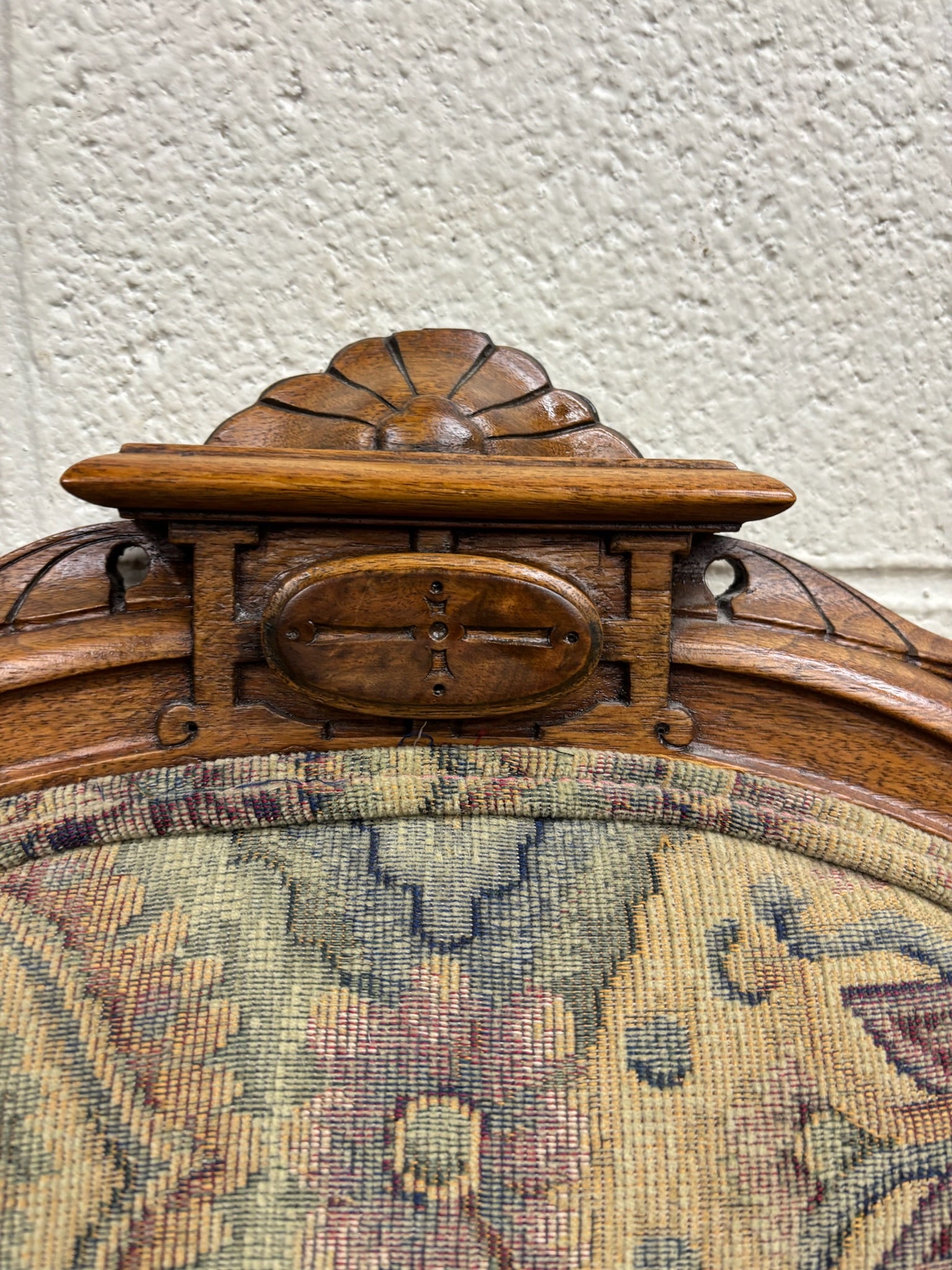 Antique Victorian Oak and Tapestry Dining Chairs - Set of 6