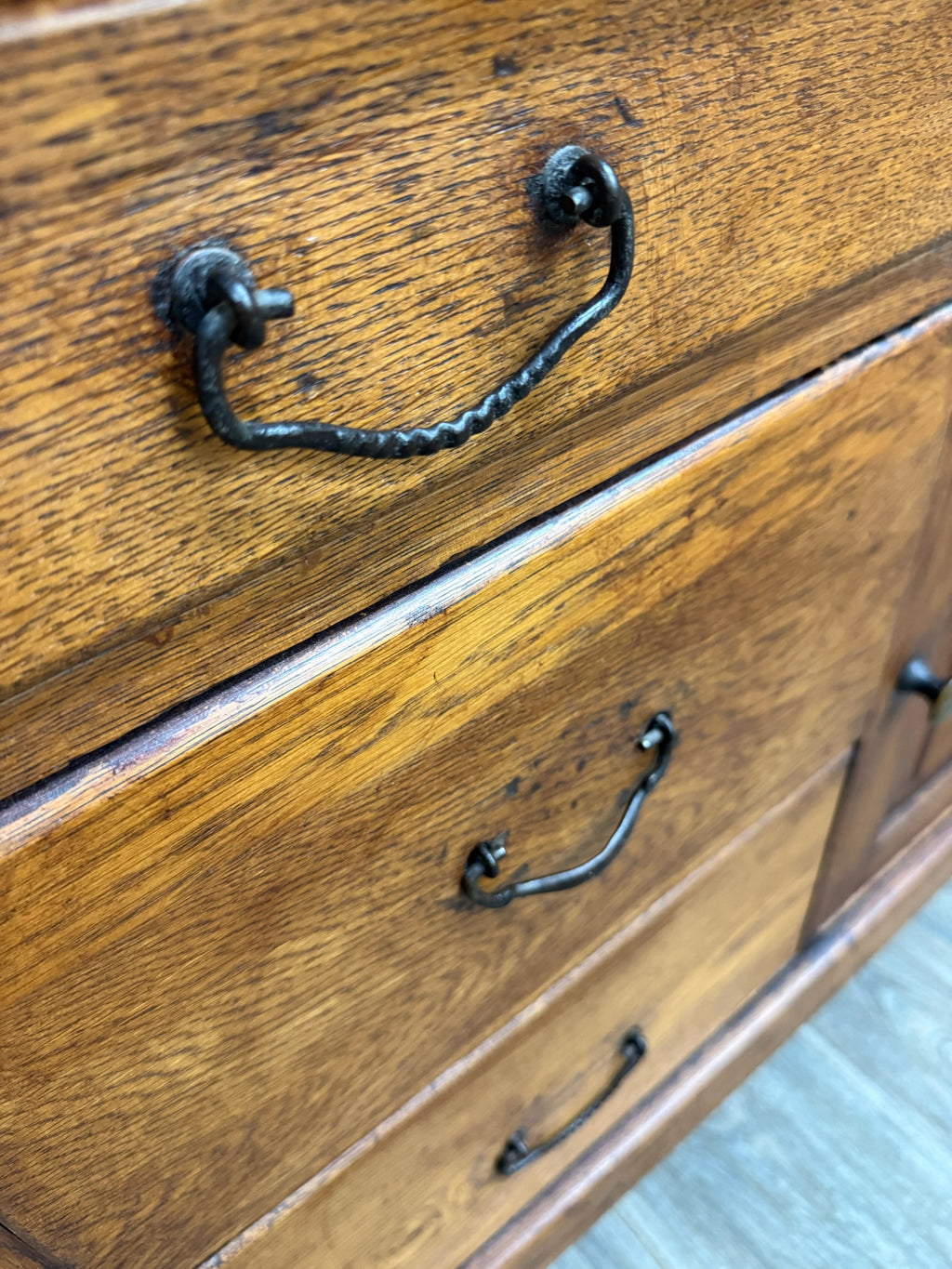 Antique Arts & Crafts Oak Washstand with Castors