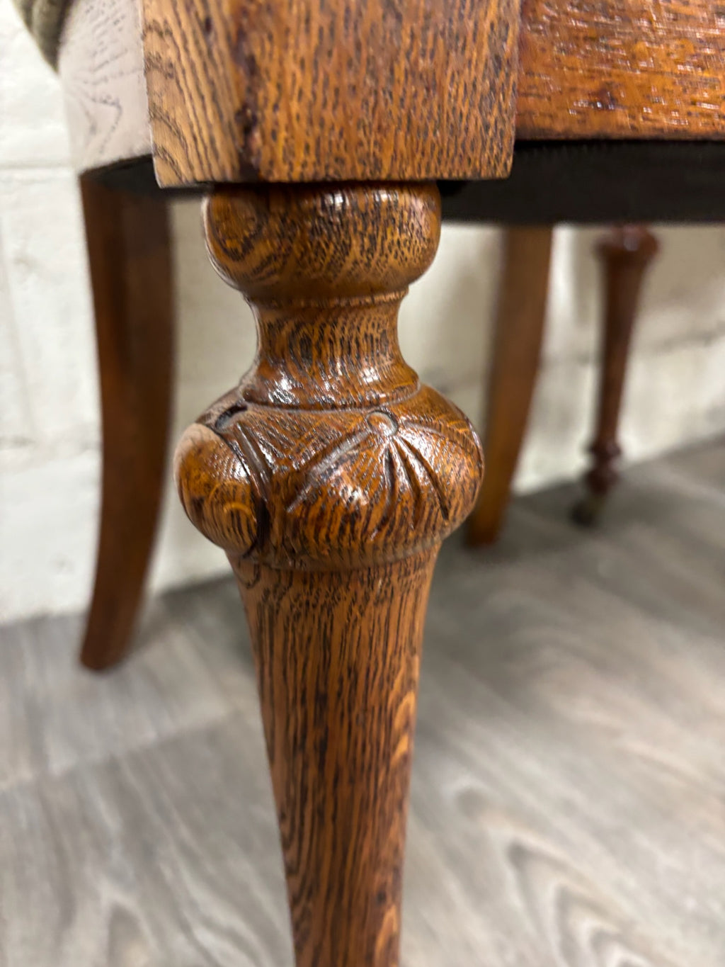 Antique Victorian Oak and Tapestry Dining Chairs - Set of 6