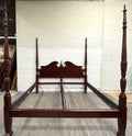 Vintage King Size Universal Furniture Chippendale Carved Four Poster Rice Bed