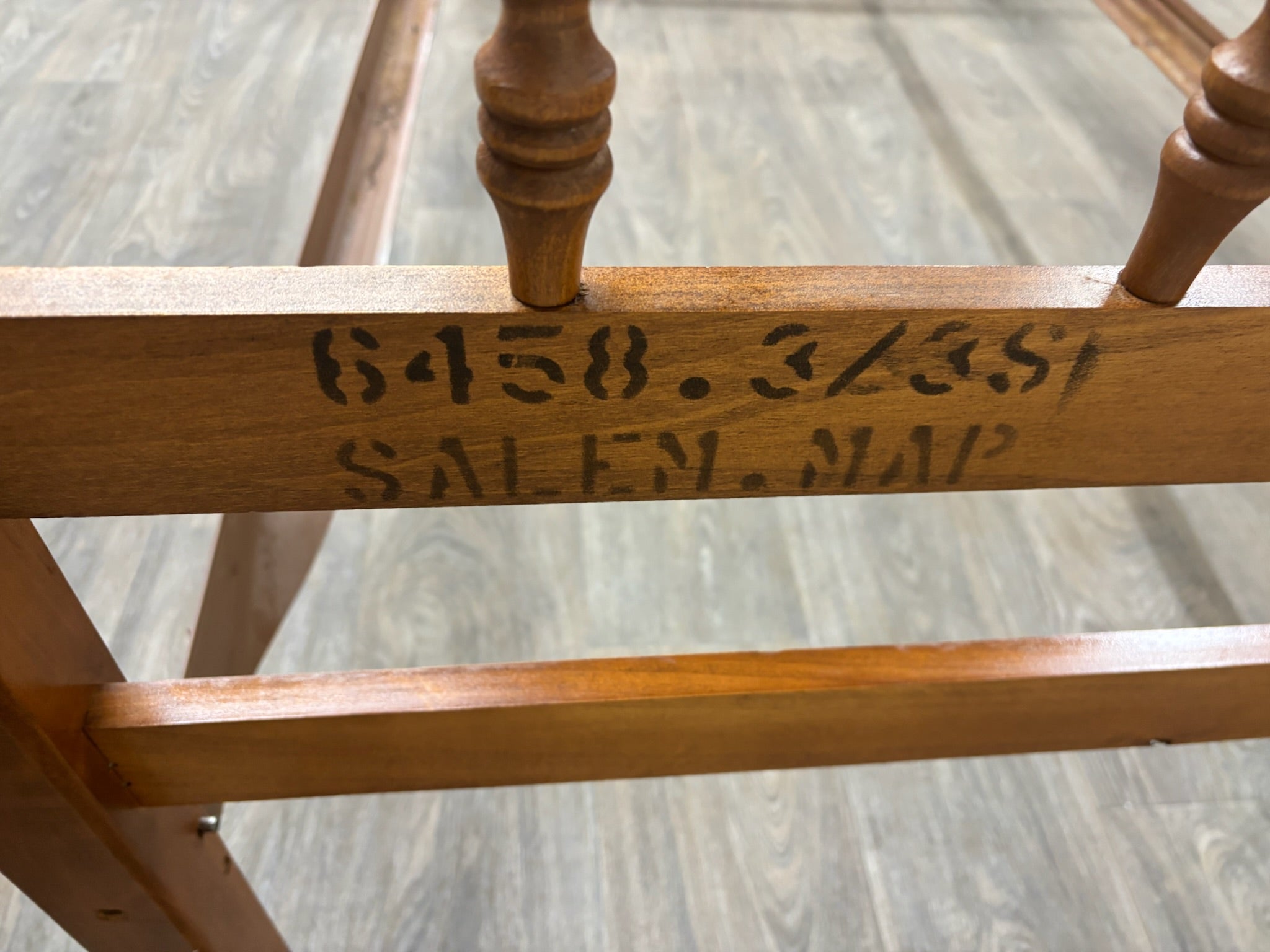 Vintage Twin Size Maple Cannonball Spindle Bed