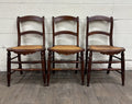Vintage Victorian Eastlake Style Ladder Back Cane Seat Dining Chairs - Set of 3